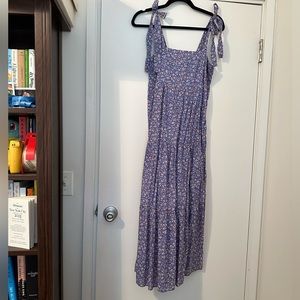 Madewell Tie-strap tiered midi dress in summer vibes. XS.